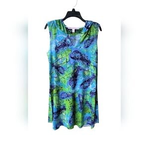 Leoma Lovegrove Vibrant Blue & Green Hooded Lobster Mini Sundress M